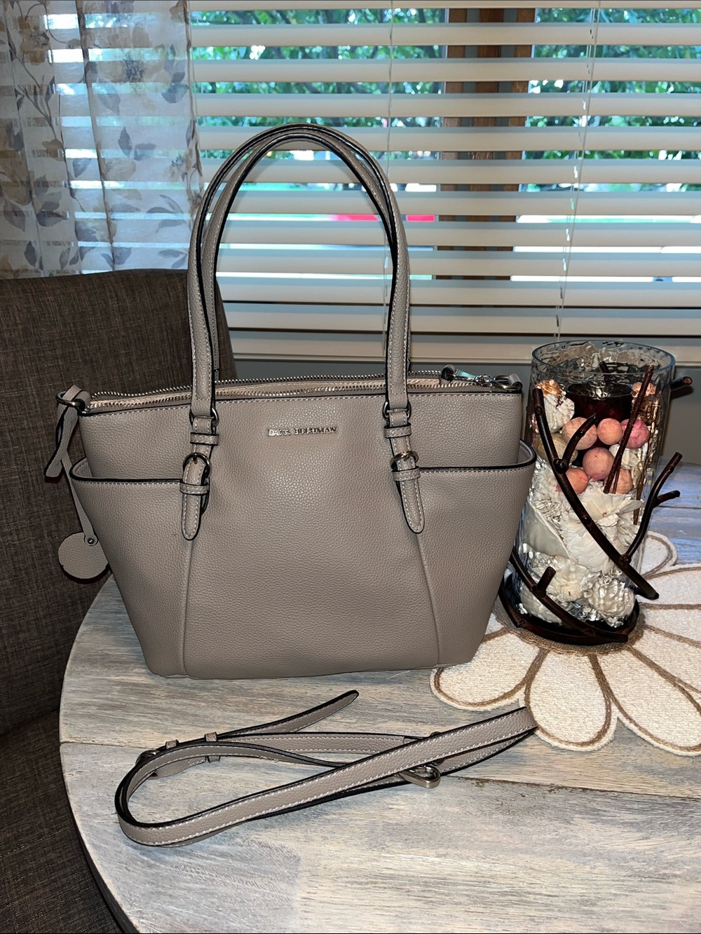 Dana Buchman Gray/ beige Tote Bag - Elegant Everyday Satchel